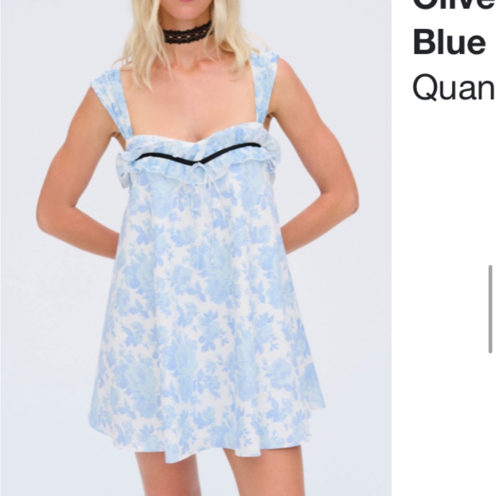 For Love And Lemons Blue Floral Mini Dress
